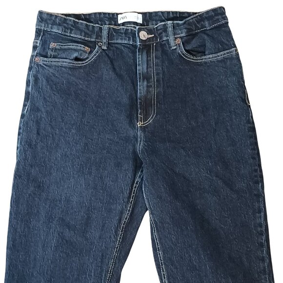 Zara Classic 5-Pocket High-Rise Straight Leg Relaxed Fit Blue Jeans Size 10 - Picture 2 of 9